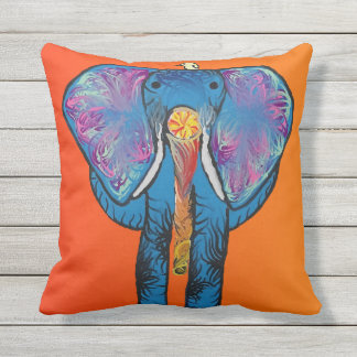 Kleurrijke olifant met rood/Oranje op Pillow Buitenkussen