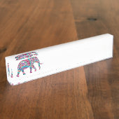 Kleurrijke olifant naambordje (Zijkant)