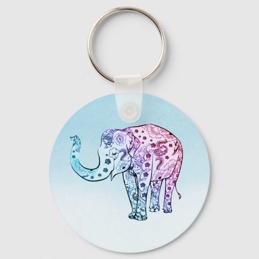 kleurrijke olifant sleutelhanger (Voorkant)
