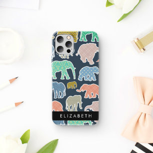 Kleurrijke Olifanten, Olifantpatroon, Uw Naam iPhone 16 Hoesje