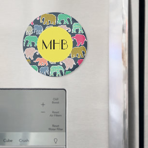 Kleurrijke olifanten, patroon van olifanten, monog magneet