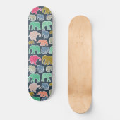 kleurrijke olifanten, patroon van olifanten, zigza skateboard (Voorkant)