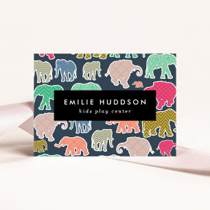 Kleurrijke olifanten, Play Center, Activity Center Visitekaartje