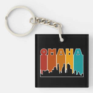 Kleurrijke Omaha Nebraska Retro Sunset Sleutelhanger