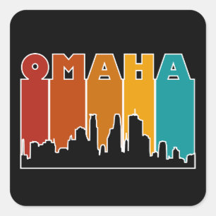 Kleurrijke Omaha Nebraska Retro Sunset Vierkante Sticker