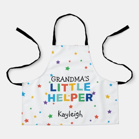 Kleurrijke 'Oma's' kleine helper | Kinder naam Schort (Voorkant)