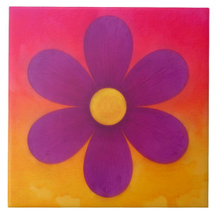 Kleurrijke Ombre Zonsondergang Bloem Kunst Decorat Tegeltje