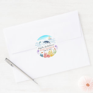 Kleurrijke Onderwater Aquarel Baby Borrel Ronde Sticker