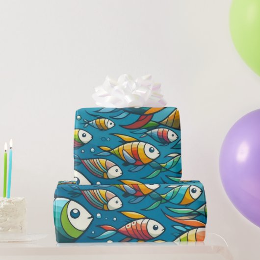 Kleurrijke onderwater vissen kunst cadeaupapier (Feestgeschenken)