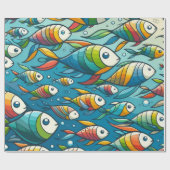 Kleurrijke onderwater vissen kunst cadeaupapier (Vlak)