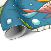 Kleurrijke onderwater vissen kunst cadeaupapier (Rol Hoek)