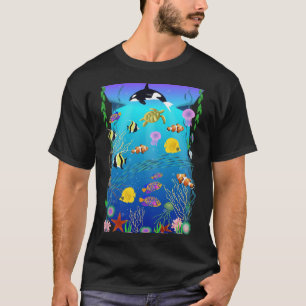 Kleurrijke onderwater zeeleven illustratie t-shirt