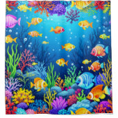 Kleurrijke onderwaterscène douchegordijn (Voorkant)