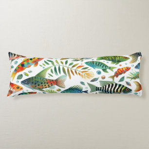 Kleurrijke onderwaterviskunst lichaamskussen