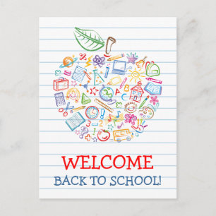 Kleurrijke Onderwijzers Appel Terug naar School Po Briefkaart
