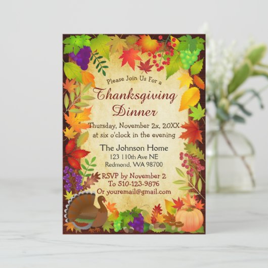 Kleurrijke oogst met Thanksgiving Kaart (Staand voorkant)