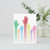 Kleurrijke opgerolde handen briefkaart (Staand voorkant)