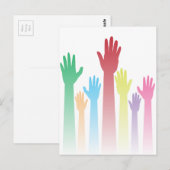 Kleurrijke opgerolde handen briefkaart (Voorkant / Achterkant)