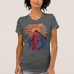 Kleurrijke Opstanding Jezus Christelijke Dames T-s T-shirt