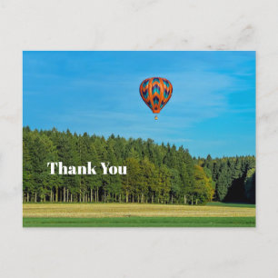 Kleurrijke Oranje Heet Luchtballon Foto Bedankt Briefkaart