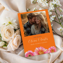Kleurrijke Oranje Roze Bloemige Foto Save The Date