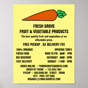 Kleurrijke Oranje wortel, groenteboeren Adverteren Poster