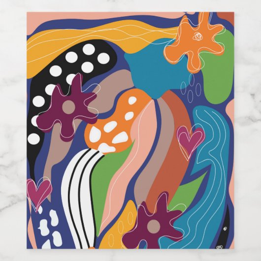 Kleurrijke organische chemicaliën geïllustreerd wijn etiket (Enkel label)