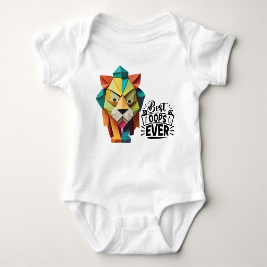Kleurrijke Origami Lion ArtWork ontwerp Romper (Voorkant)