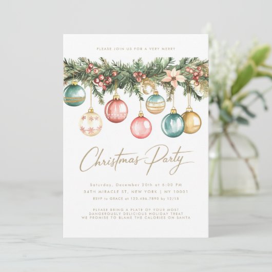 kleurrijke Ornamenten Baubles kerstfeest Kaart (Staand voorkant)