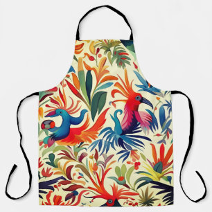 Kleurrijke Otomi Bird Art Schort