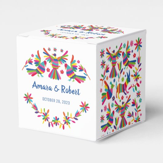 Kleurrijke Otomi Favor Box Bedankdoosjes (Voorkant Zijde)