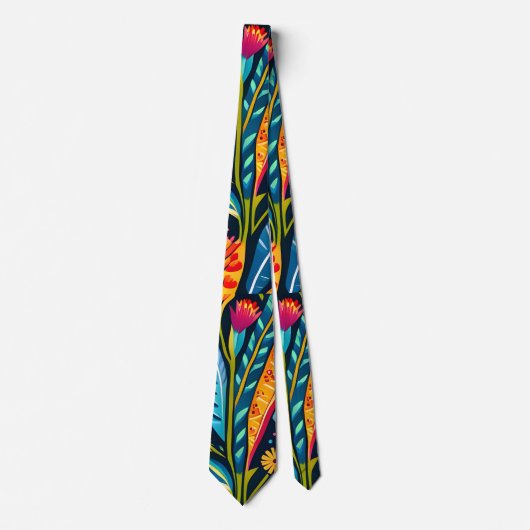 Kleurrijke Otomi Floral Art Stropdas (Voorkant)