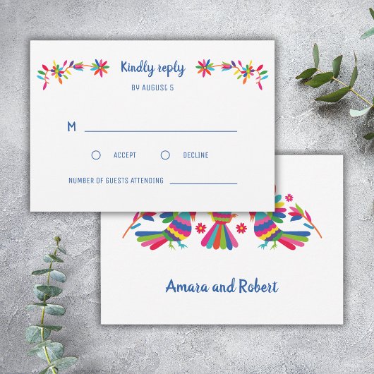 KLEURRIJKE OTOMI MEXICAANSE RSVP-KAART