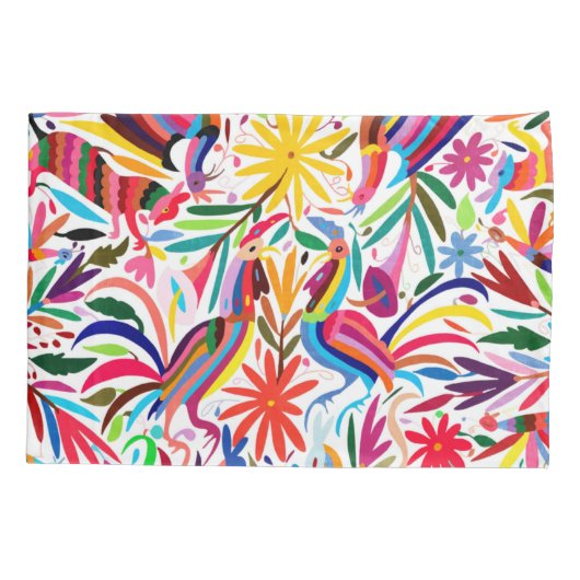 Kleurrijke Otomi-printer, Floral/Animal Pattern Kussensloop (Achterkant)