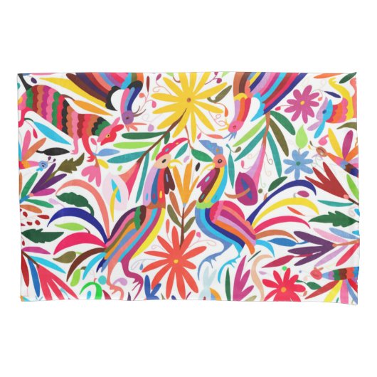 Kleurrijke Otomi-printer, Floral/Animal Pattern Kussensloop (Voorkant)