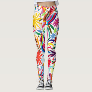 Kleurrijke Otomi-printer, Floral/Animal Pattern Leggings