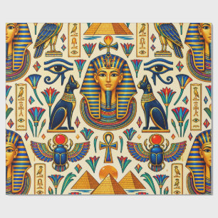 Kleurrijke Oude Egypte Farao's Scarabeeën Valken L Cadeaupapier