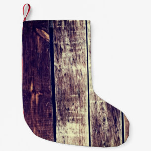 Kleurrijke oude houten achtergrond - donkergeel kleine kerstsok