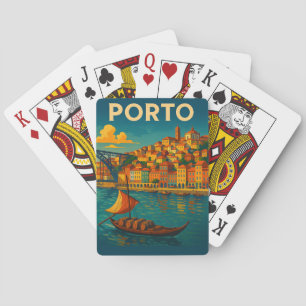 Kleurrijke Oude Porto Portugal Reis Pokerkaarten