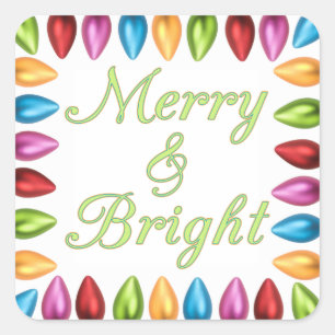 Kleurrijke ouderwetse grote kerstlampen vierkante sticker