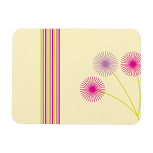 Kleurrijke Paardenbloem Bloemen, Strepen, Boho Abs Magneet