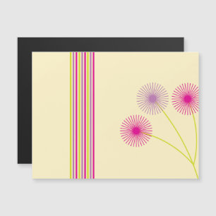 Kleurrijke Paardenbloem Bloemen, Strepen, Boho Abs Magnetische Uitnodiging