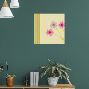 Kleurrijke Paardenbloem Bloemen, Strepen, Boho Abs Poster