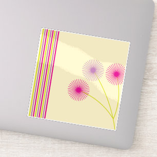 Kleurrijke Paardenbloem Bloemen, Strepen, Boho Abs Sticker