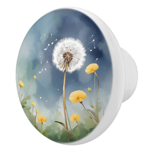 Kleurrijke paardenbloem Waterverf kunst Keramische Knop (Rechts)