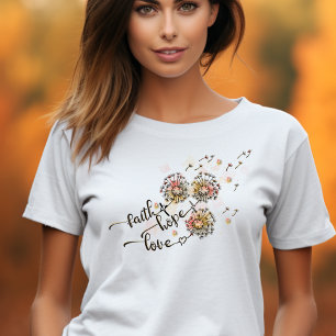 Kleurrijke paardenbloemen Christelijk Faith Hope L T-shirt