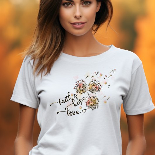Kleurrijke paardenbloemen Christelijk Faith Hope L T-shirt