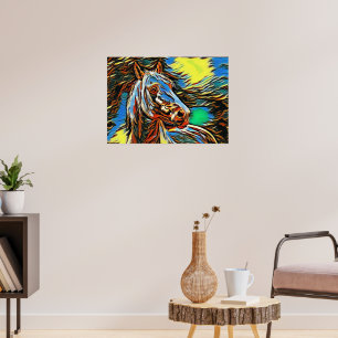 Kleurrijke Paardenprint Poster Kunstwerk Muurschil