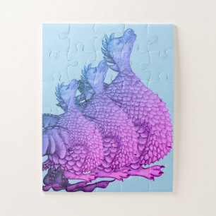 kleurrijke paarse draken mythische wezens schattig legpuzzel