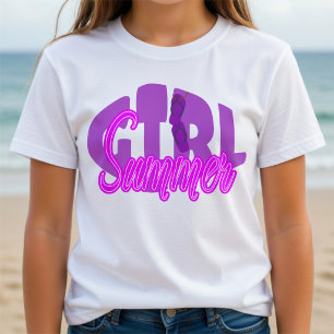 Kleurrijke paarse lettering strand zomer kleding t-shirt